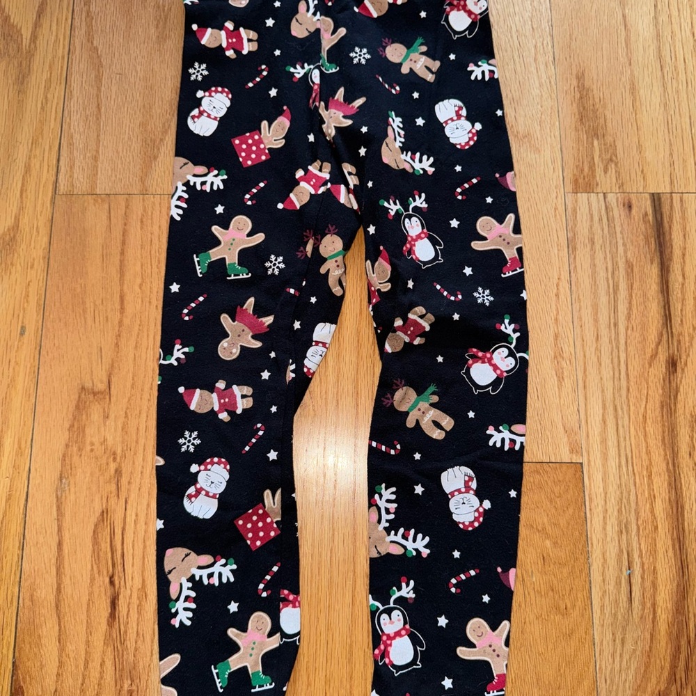 Holiday Time Black Festive Kids Leggings